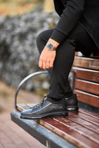 Monza Tech Runner — Black Leather Air Sole
