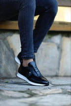 Modern Black Suede Leather Sneakers