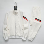 Moncler Tricolor Striped Patch Technical Tracksuit White