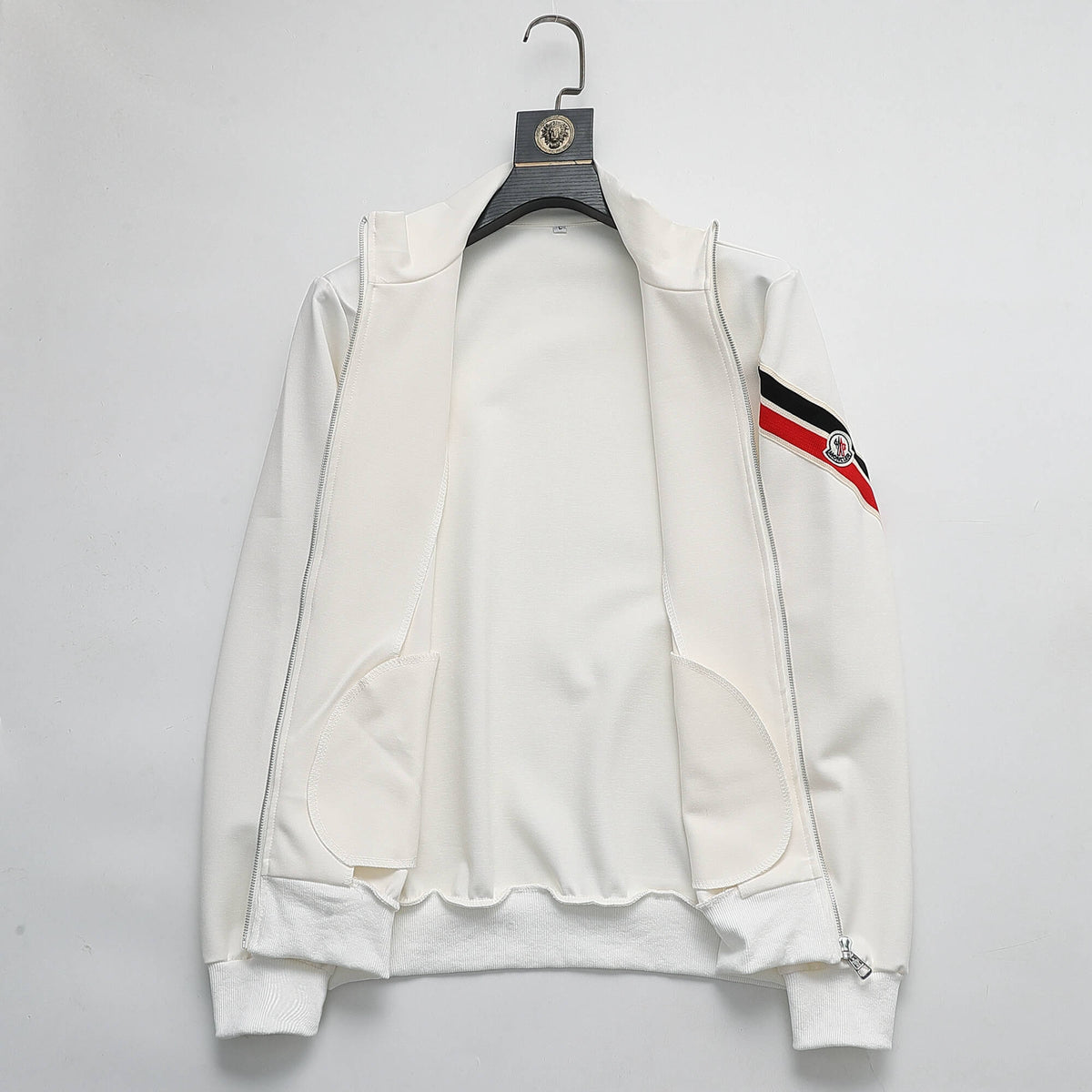 Moncler Tricolor Striped Patch Technical Tracksuit White