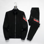 Moncler Tricolor Striped Patch Tracksuit Black Technical Jersey