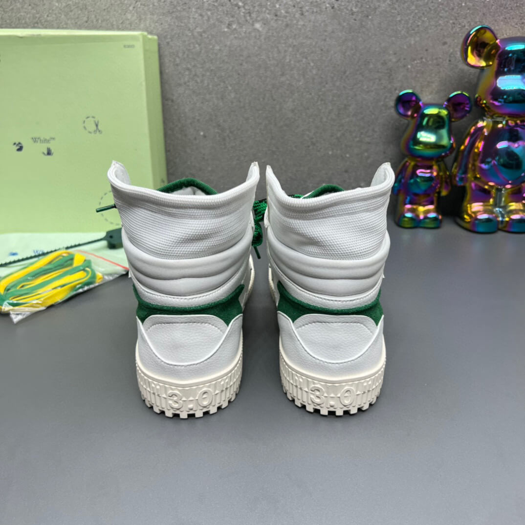 Off-White 3.0 Off Court  White Green High-Top Sneakers