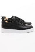 Onyx Luxe Black Leather Sneakers - Elegant Men's Footwear
