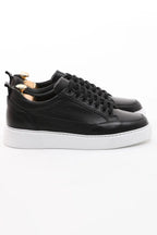 Onyx Luxe Black Leather Sneakers - Elegant Men's Footwear