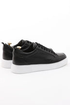 Onyx Luxe Black Leather Sneakers - Elegant Men's Footwear
