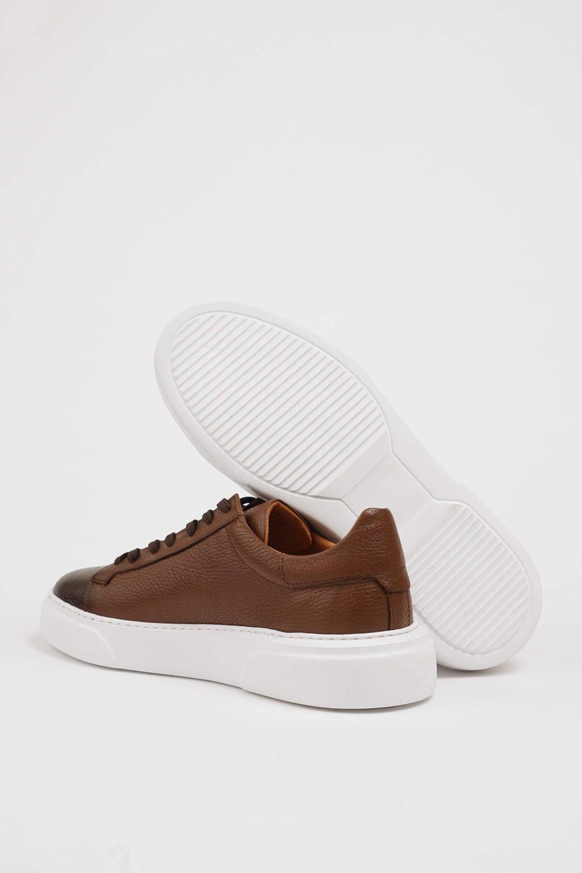 Ravello Low-Top Sneaker — Brown Grained Leather