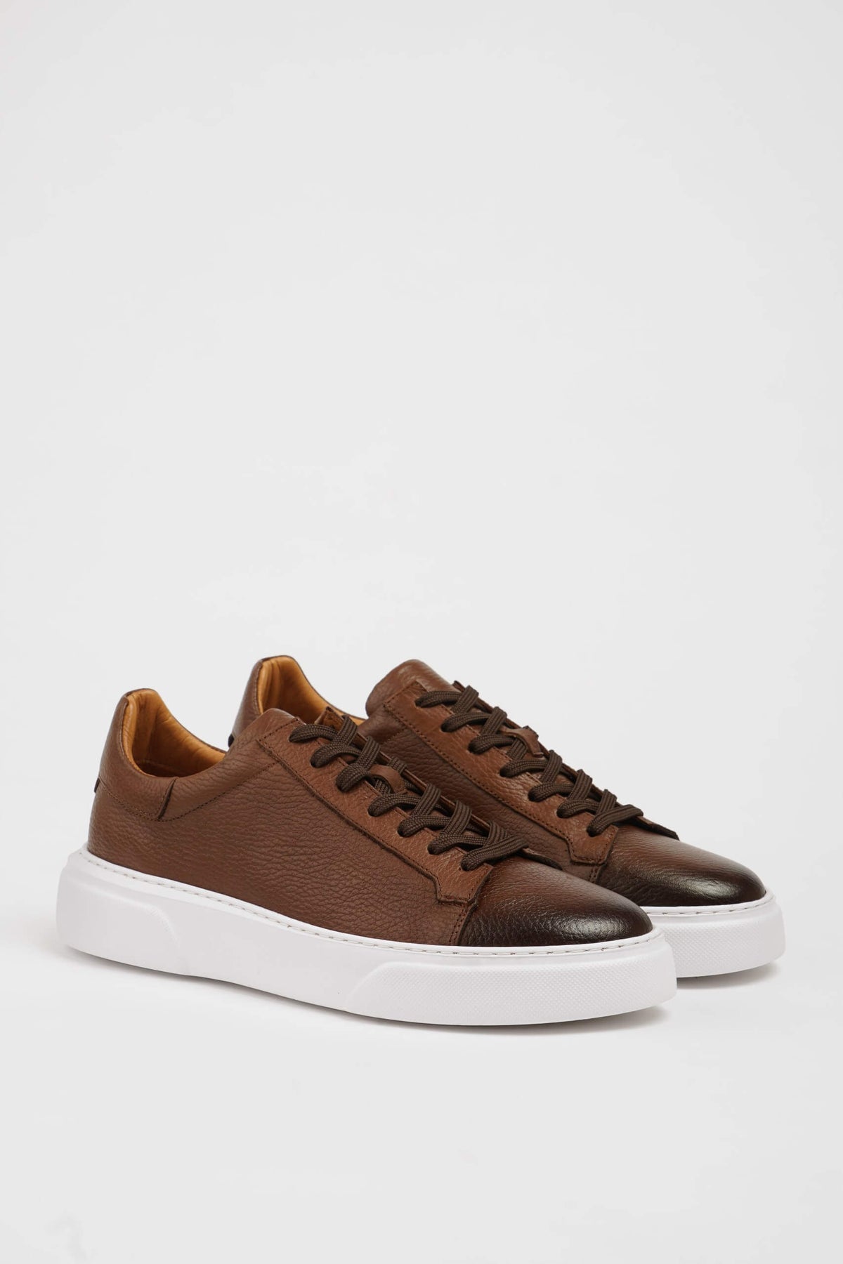 Ravello Low-Top Sneaker — Brown Grained Leather