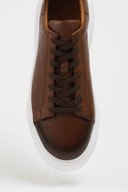Ravello Low-Top Sneaker — Brown Grained Leather