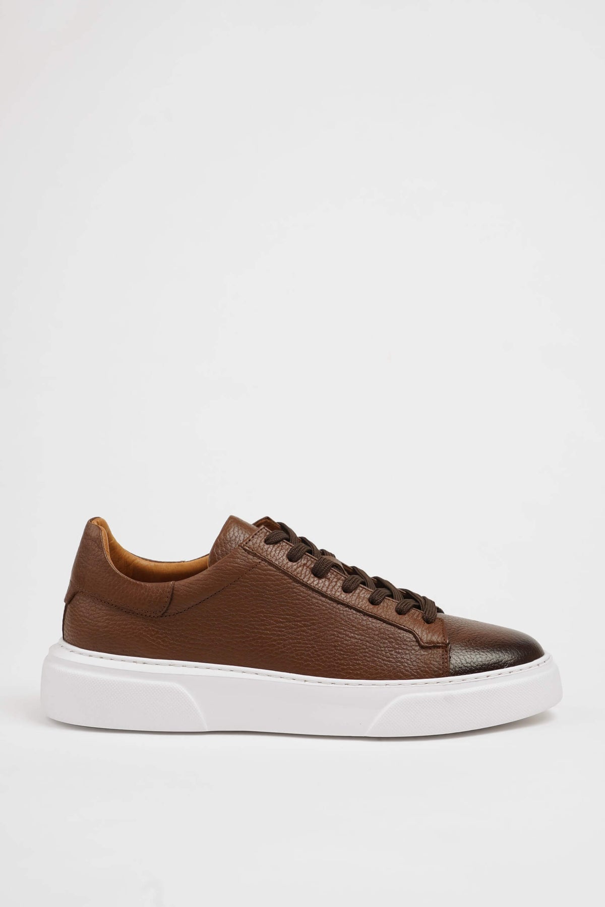 Ravello Low-Top Sneaker — Brown Grained Leather