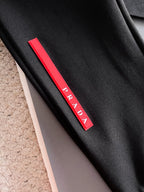 Prada Linea Rossa Tracksuit Set - Black Technical Knit Cargo Jacket & Joggers