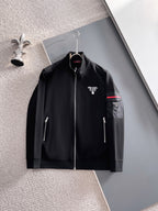 Prada Linea Rossa Tracksuit Set - Black Technical Knit Cargo Jacket & Joggers