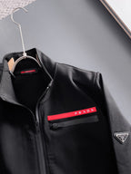 Prada Linea Rossa Tracksuit Set - Black Technical Knit Zip Jacket & Jogger Suit
