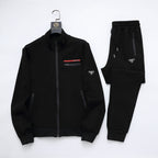 Prada Linea Rossa Tracksuit Set - Black Technical Knit Zip Jacket & Pants