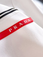 Prada Linea Rossa Tracksuit Set - White Technical Knit Stripe Zip Jacket & Pants