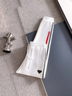 Prada Linea Rossa Tracksuit Set - White Technical Knit Stripe Zip Jacket & Pants