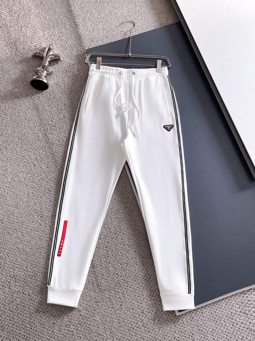 Prada Linea Rossa Tracksuit Set - White Technical Knit Stripe Zip Jacket & Pants