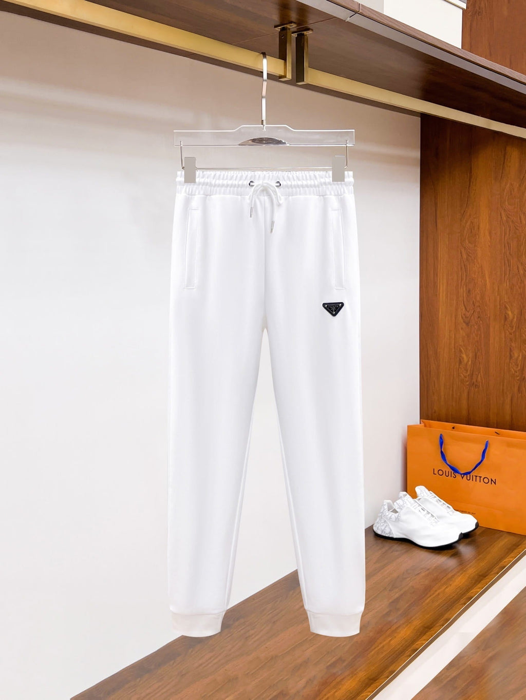 Prada Linea Rossa White Tracksuit Set - Technical Knit Zip-Up Hoodie & Jogger Suit