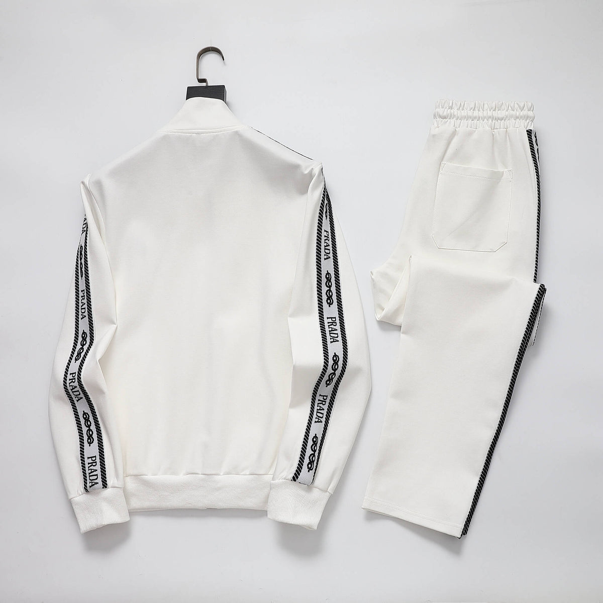 Prada Milano Logo Side Band Technical Jersey Tracksuit White