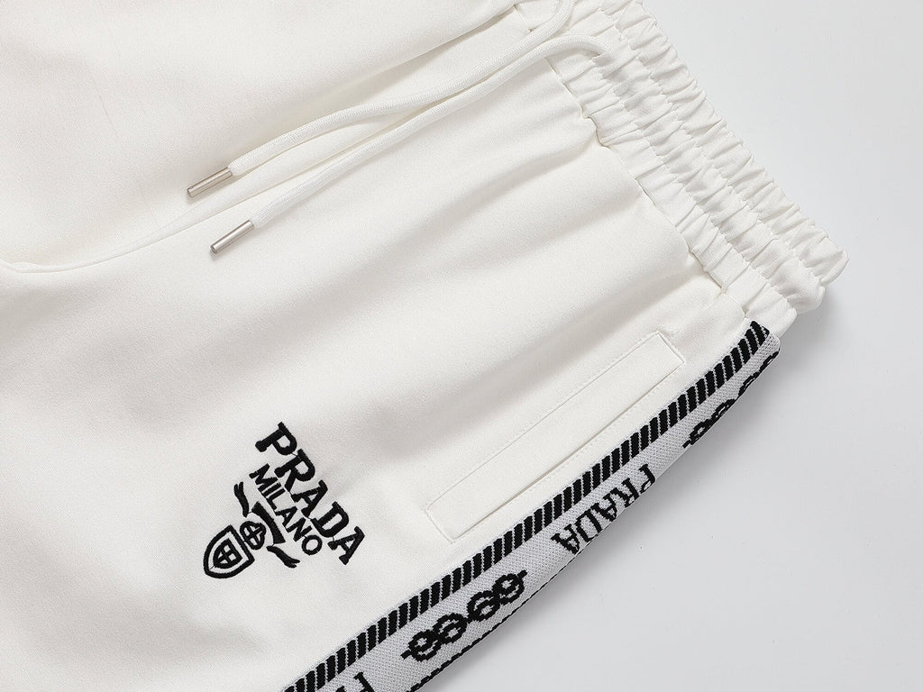 Prada Milano Logo Side Band Technical Jersey Tracksuit White