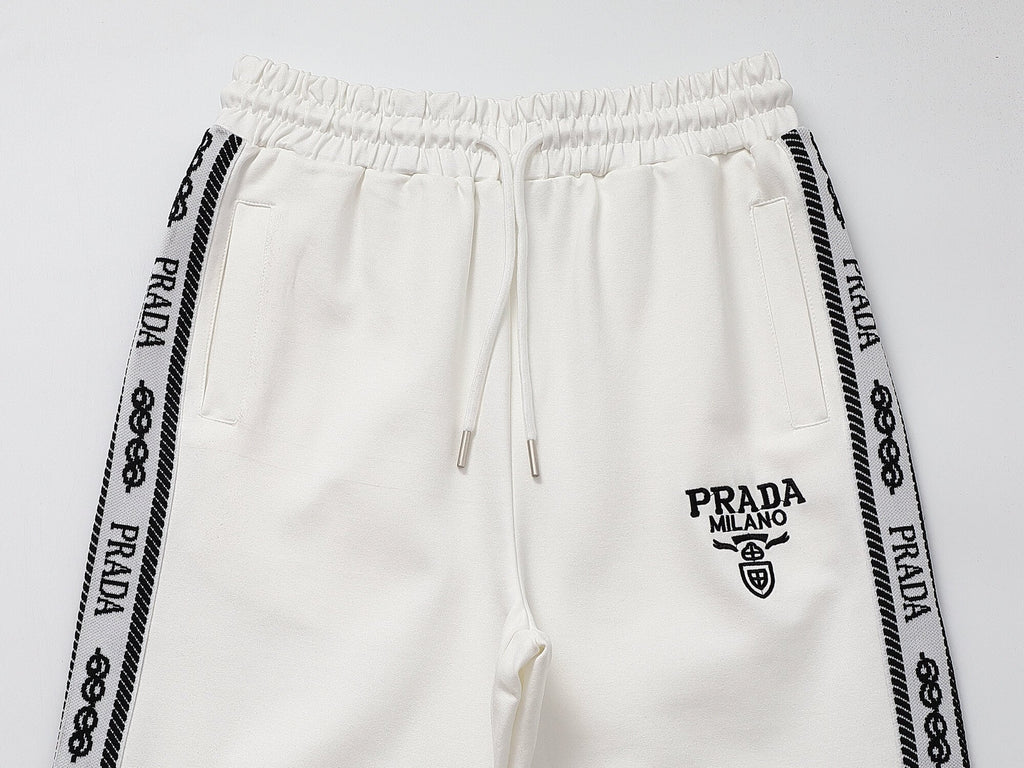 Prada Milano Logo Side Band Technical Jersey Tracksuit White
