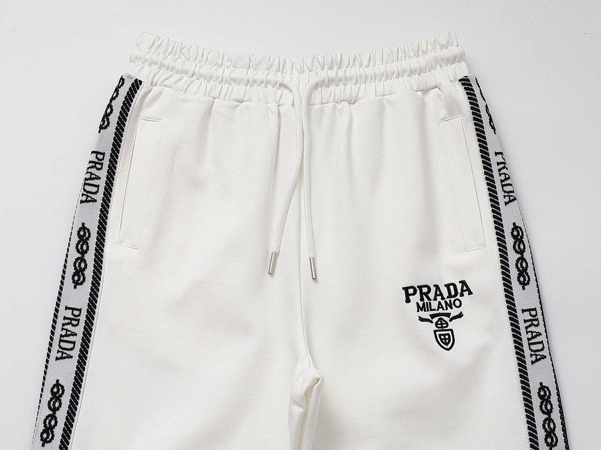 Prada Milano Logo Side Band Technical Jersey Tracksuit White