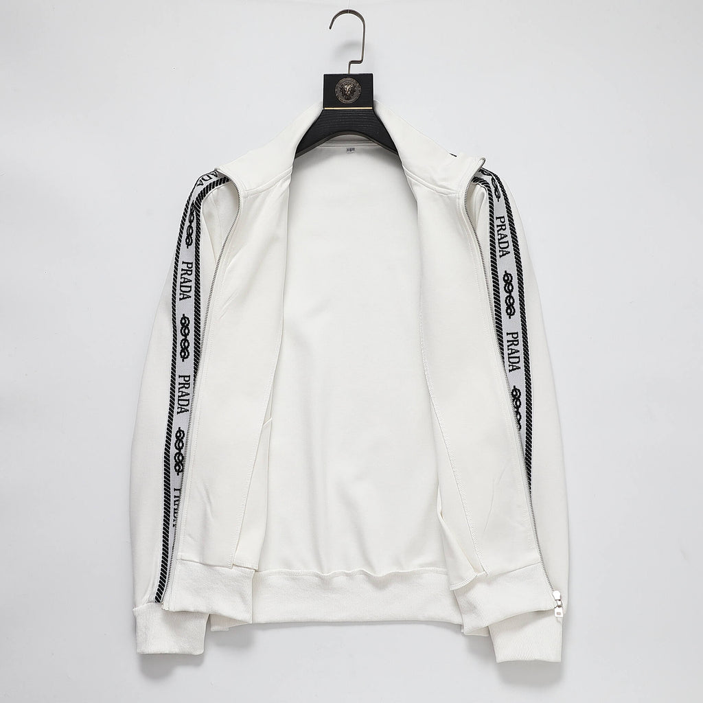 Prada Milano Logo Side Band Technical Jersey Tracksuit White