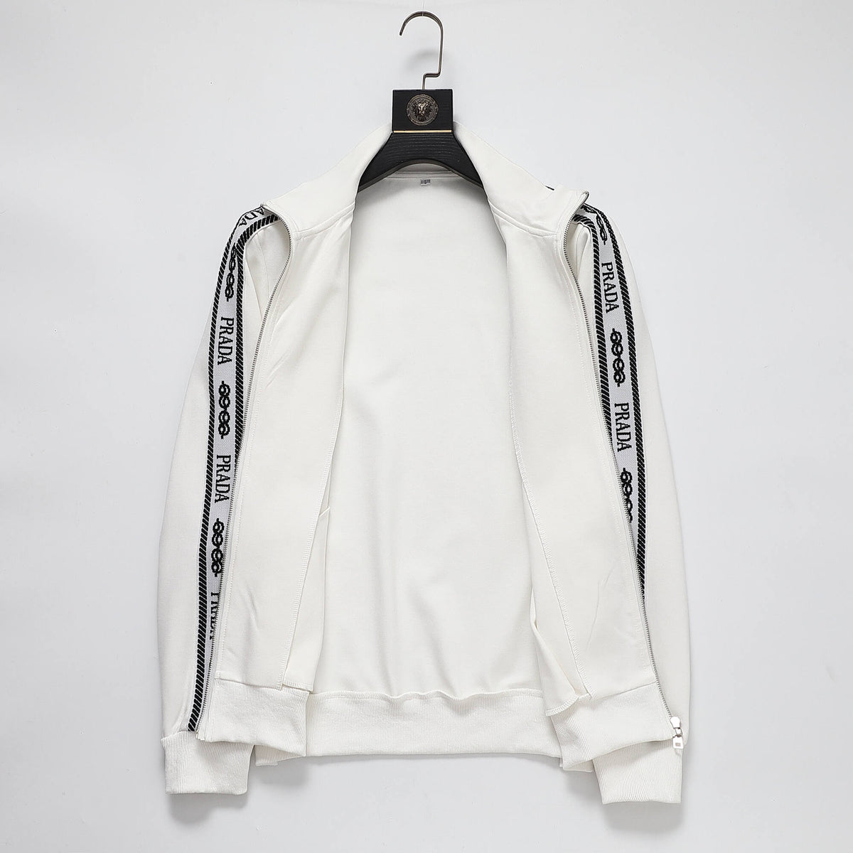 Prada Milano Logo Side Band Technical Jersey Tracksuit White