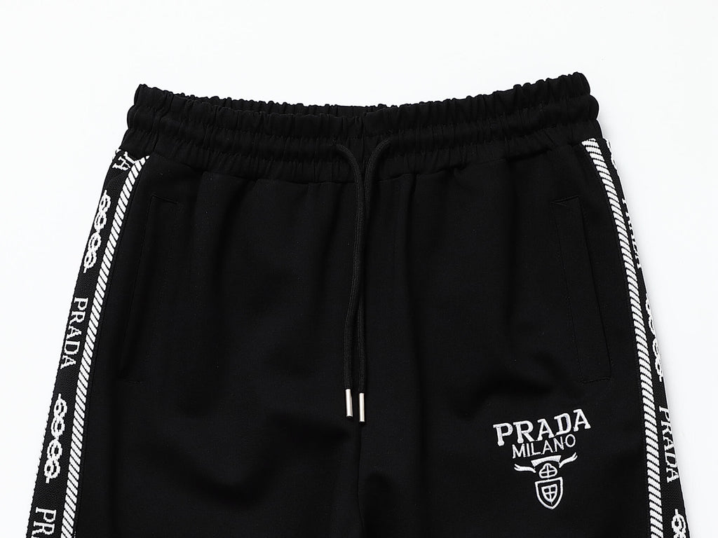 Prada Milano Logo Side Band Technical Jersey Jacket Black