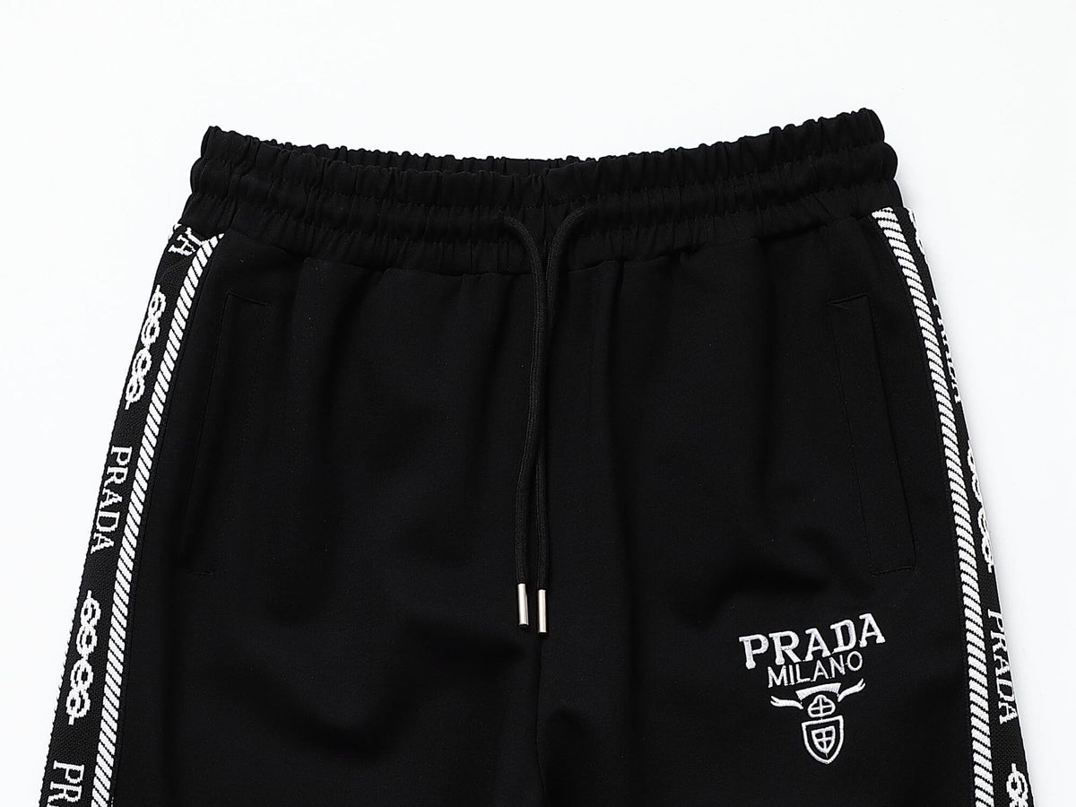 Prada Milano Logo Side Band Technical Jersey Jacket Black