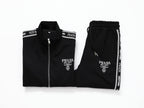 Prada Milano Logo Side Band Technical Jersey Jacket Black