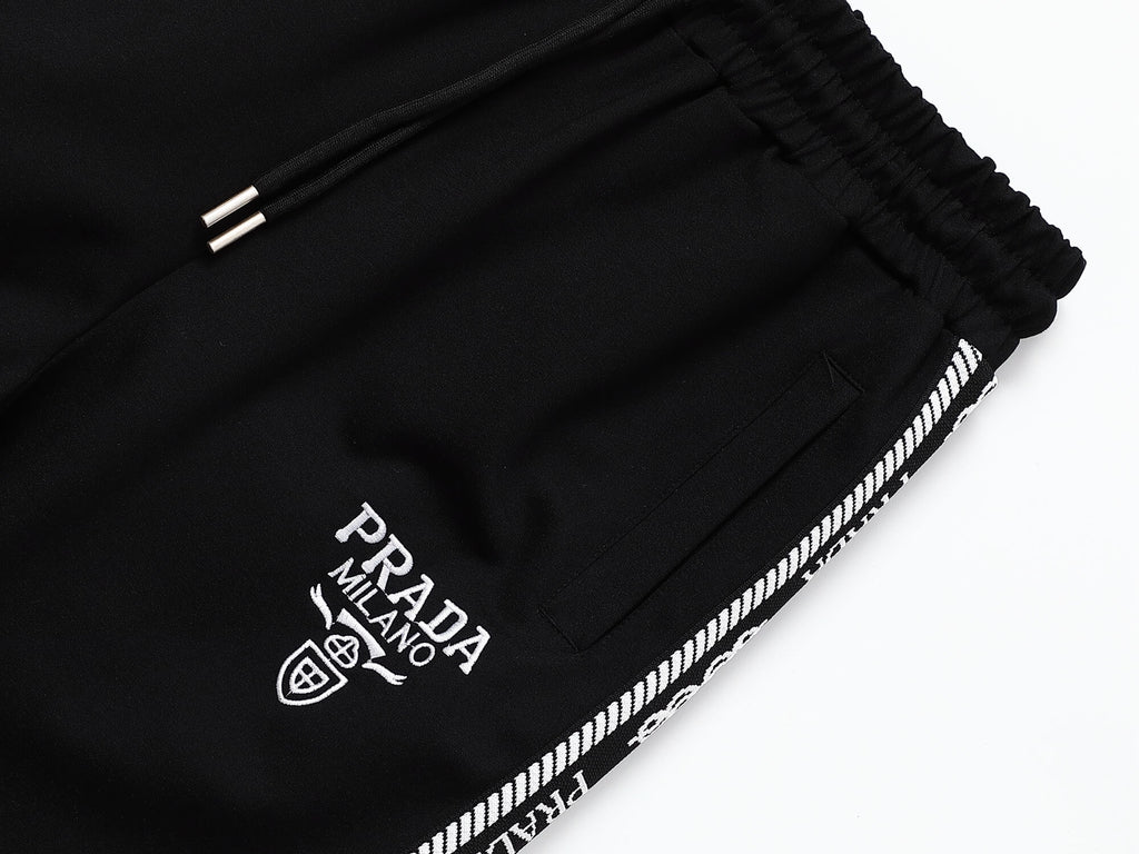 Prada Milano Logo Side Band Technical Jersey Jacket Black