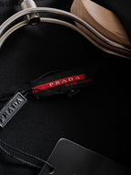 Prada Milano Tracksuit Set - Black Technical Knit Piping Zip Jacket & Pants