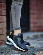Lecce Navy Blue High-Top Sneakers for Streetwear & Casual Style