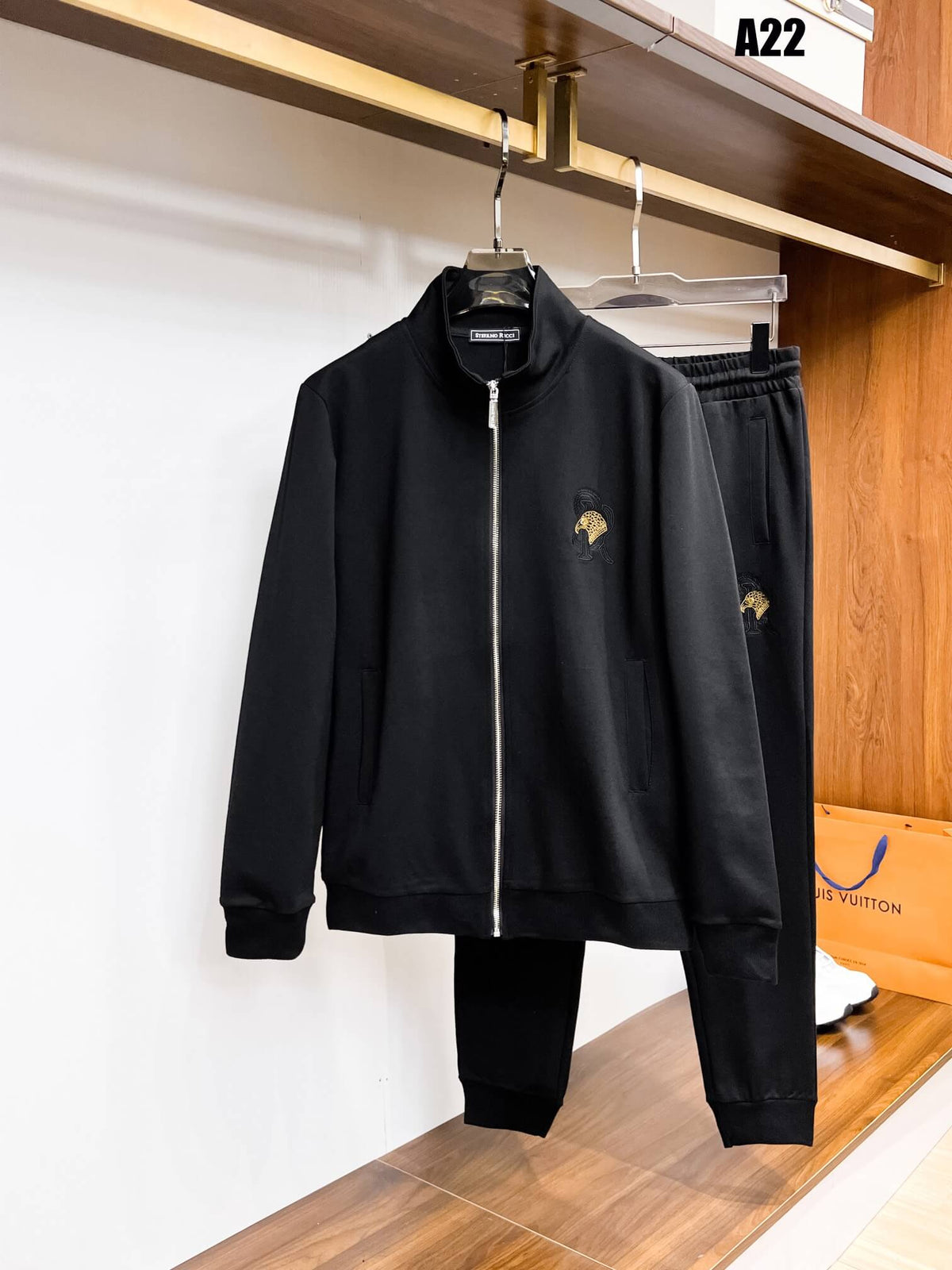 Stefano Ricci Eagle Logo Technical Jersey Tracksuit Black