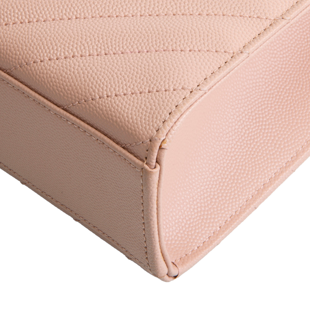 Blush Pink Matelassé Chain Shoulder Bag
