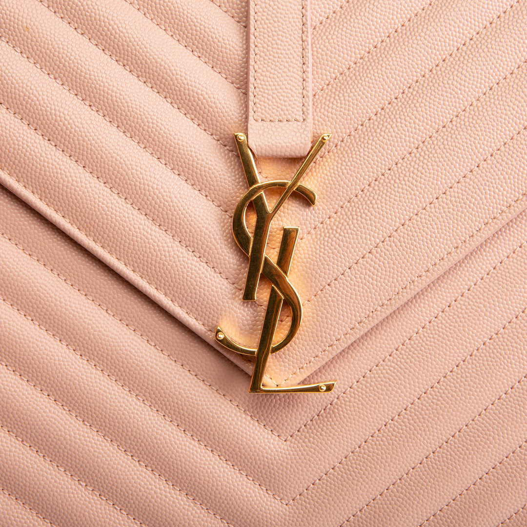 Blush Pink Matelassé Chain Shoulder Bag