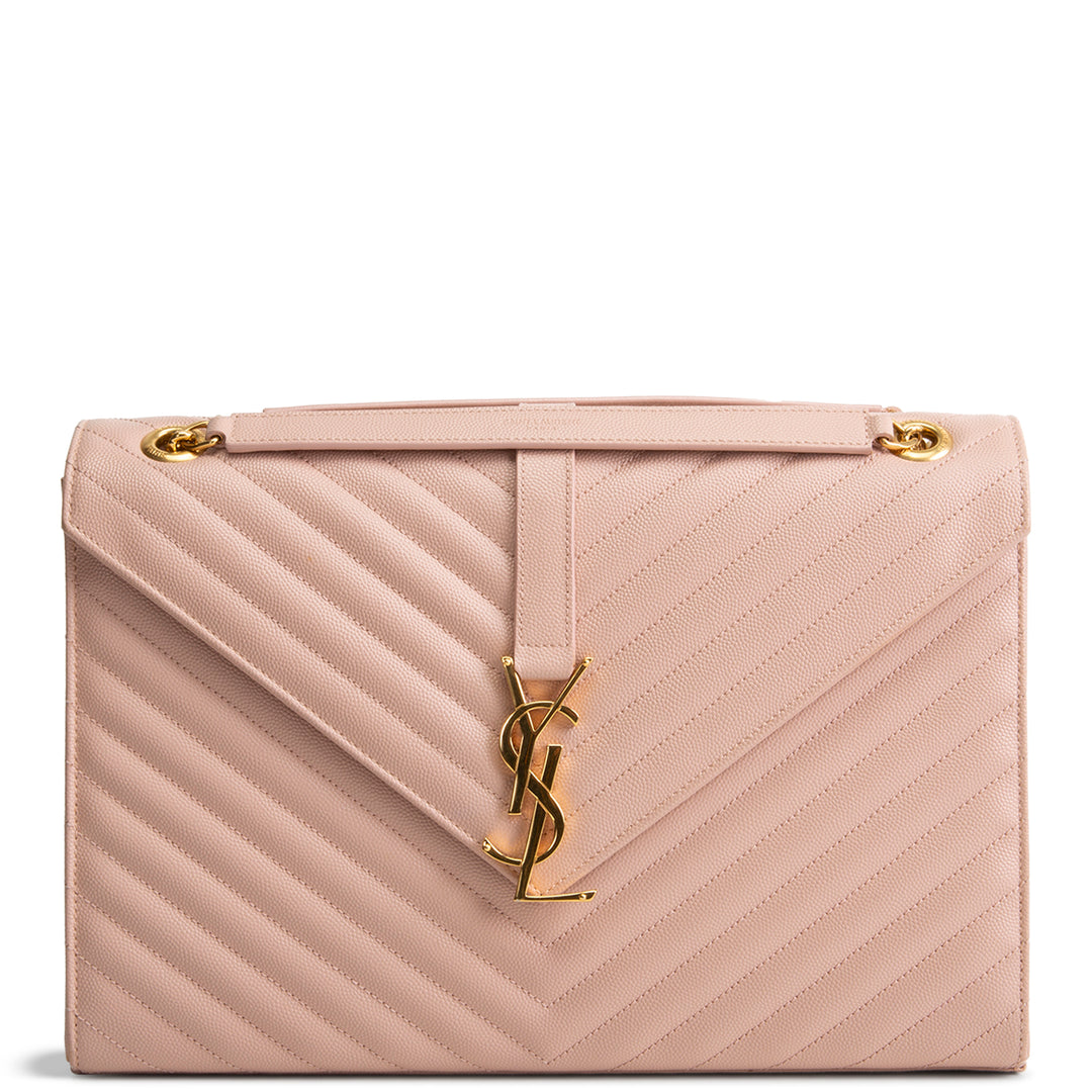 Blush Pink Matelassé Chain Shoulder Bag