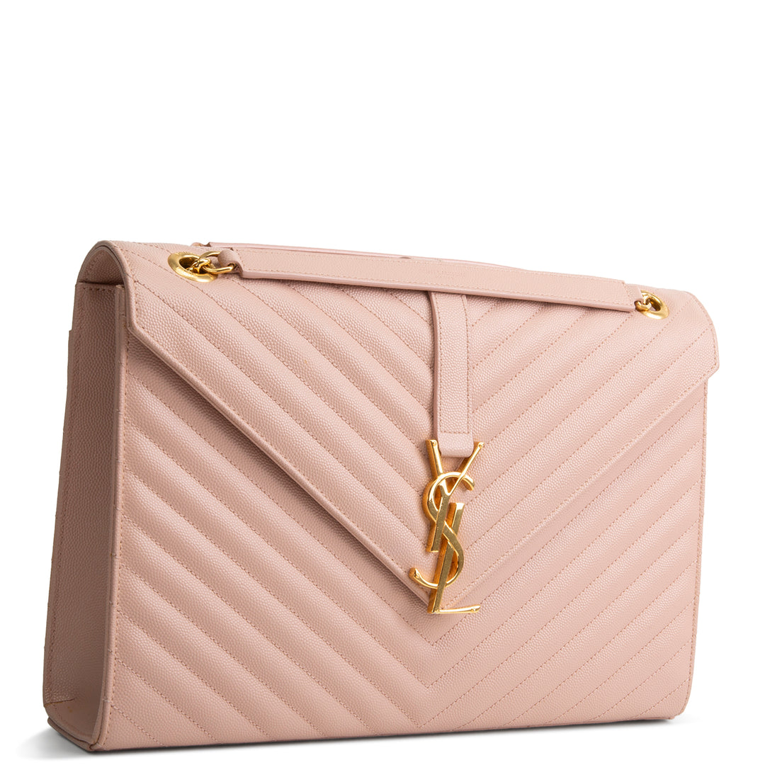 Blush Pink Matelassé Chain Shoulder Bag