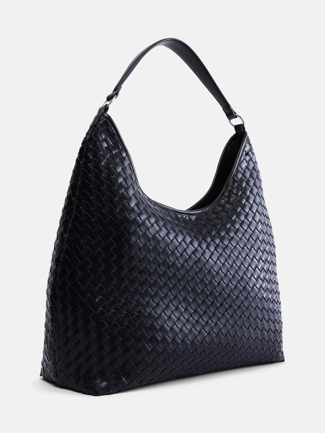 LALIYA Woven Hobo Shoulder Bag – Large Capacity Soft Leather Handbag (Black)