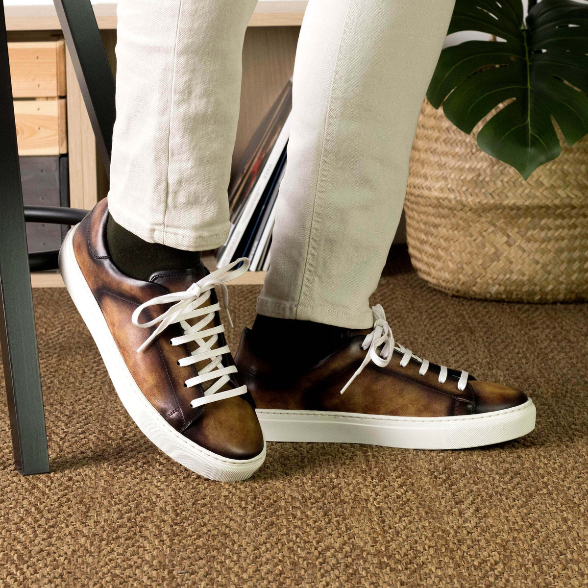 Men's Bespoke Fire Patina Leather Capsule Sneakers