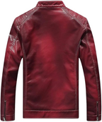 Laliya Wine Red Faux Leather Biker Jacket with Quilted Shoulders