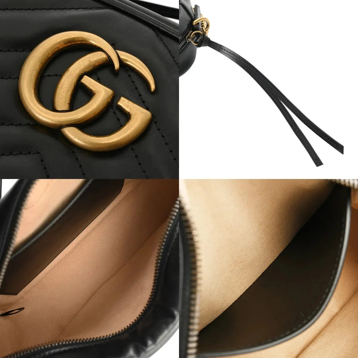 Black Matelassé Matelassé Chevron Leather Camera Bag