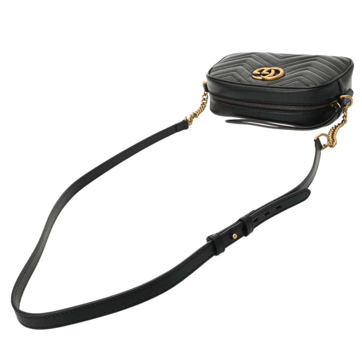 Black Matelassé Matelassé Chevron Leather Camera Bag