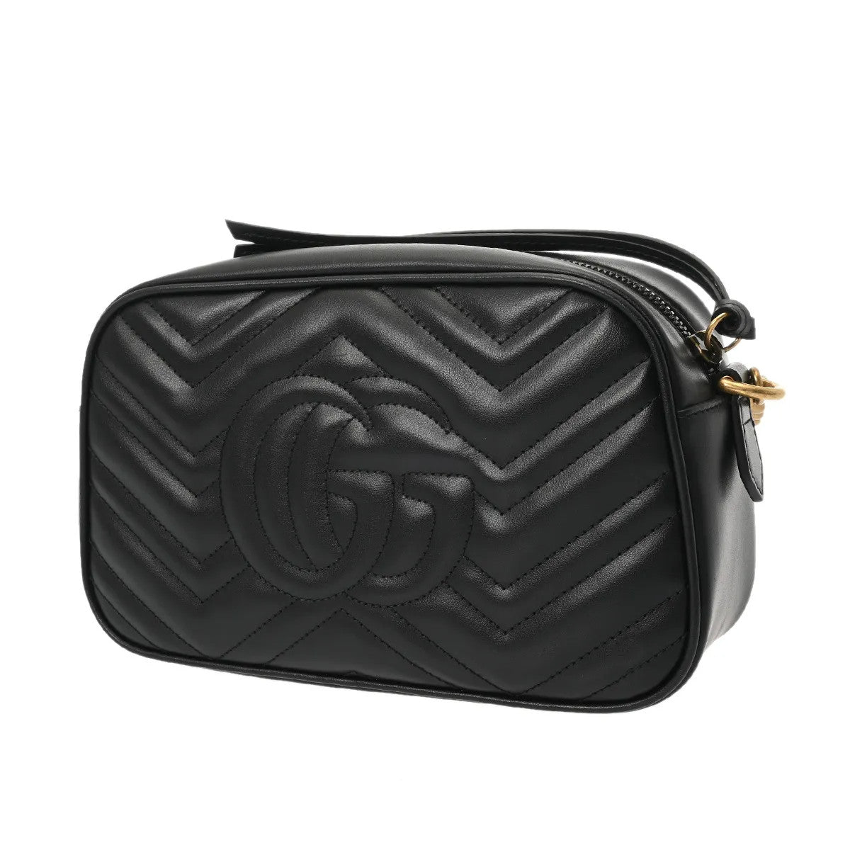 Black Matelassé Matelassé Chevron Leather Camera Bag