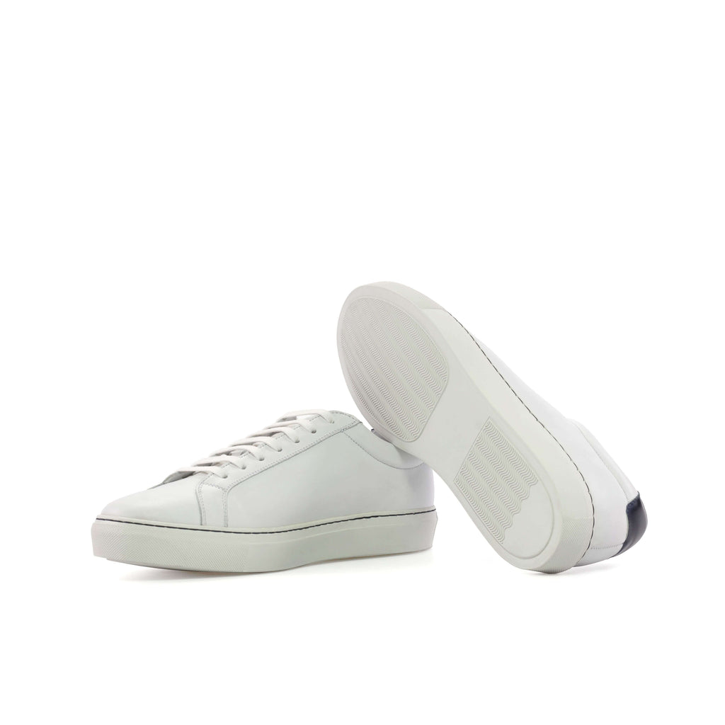 Men's Bespoke White Leather Low-Top Sneakers