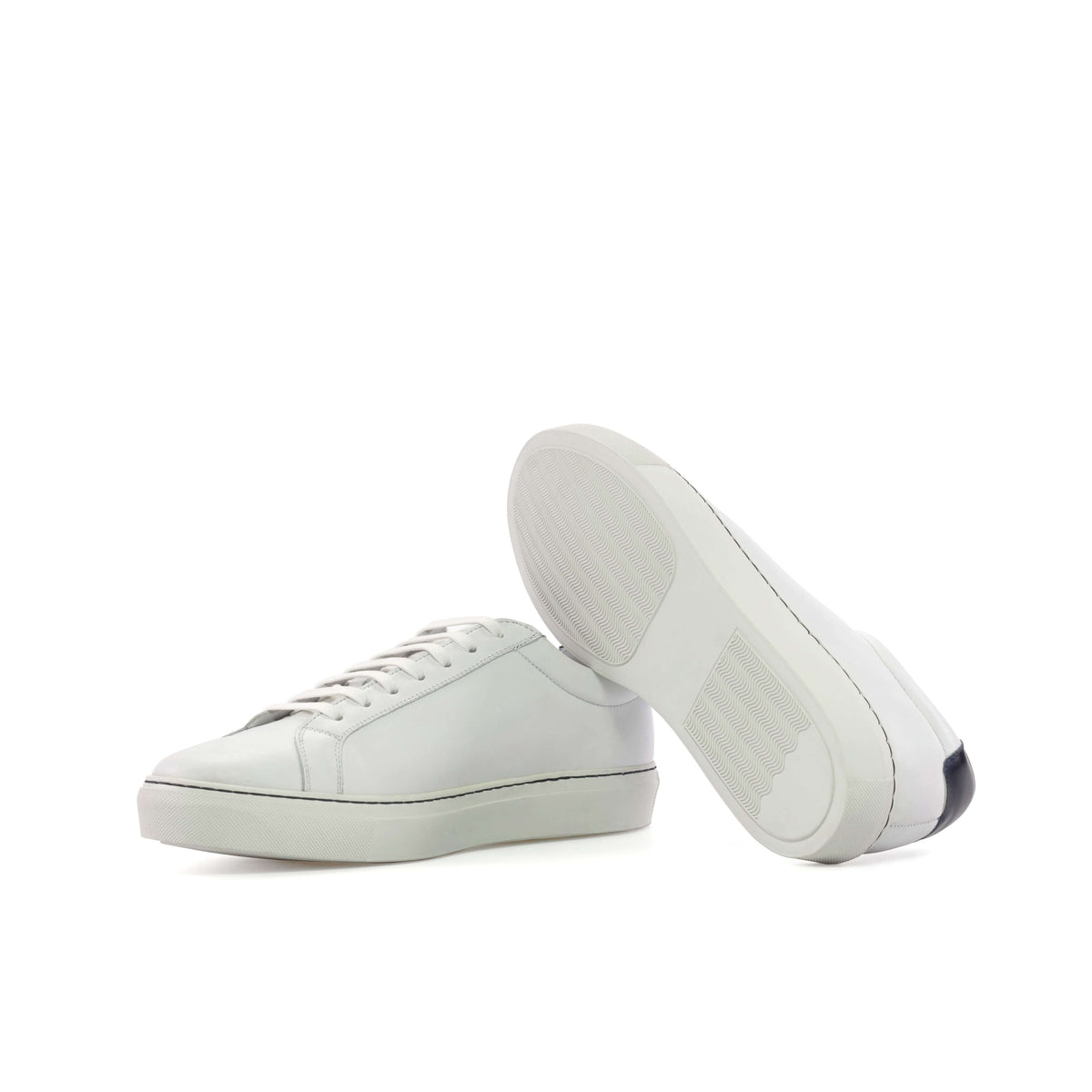 Men's Bespoke White Leather Low-Top Sneakers